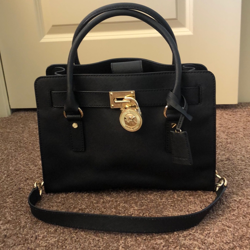 Michael Kors Black Hamilton Medium Lock and Key